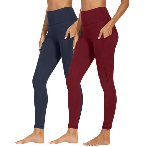 POROPL Womens Leggings with Pockets Yoga Athletic Workout Running Leggings Size S-3XL