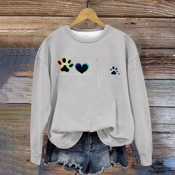 POROPL Womens Long Sleeve Tops Crewneck Sweatshirts Long Sleeve Sweatshirts Loose Fitting Print Pullover Tops Casual Fall Outfits