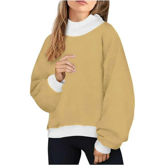 POROPL Womens Plain Sweatshirts Long Sleeve Sweatshirt Loose Pullover Tops Casual Fall Outfits