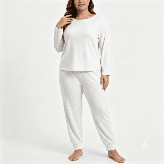 POROPL Womens Plus Size Pajama Sets,Long Sleeve Tops and Jogger Pants Sleepwear Loungewear Sizes XL-5X