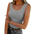 thumbnail image 1 of POROPL Womens Ribbed Tank Tops Slim Fit Scoop Neck Backless Camisole Knit Workout Top Size S-XXL, 1 of 5