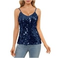 thumbnail image 1 of POROPL Womens Sequin Tops Sparkly Shiny Cami Tank Top V Neck Concert Outfits Party Night Navy, 1 of 9
