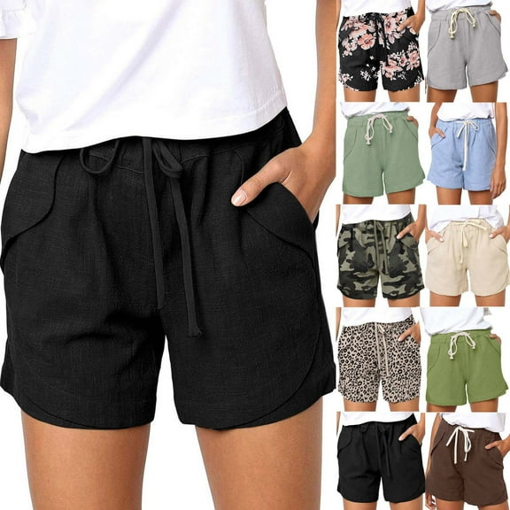 POROPL Womens Shorts Elastic Waist Casual Loose Shorts with Pockets
