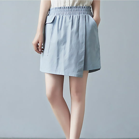 POROPL Womens Shorts Linen Fashion Stretch Casual Loose Beach Sports Shorts