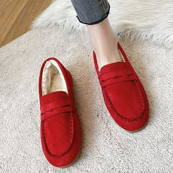 POROPL Womens Snow Boots Ankle Fashion Winter Slip On Flat Soft Sole Fleece Warm Shoes,Boots for Women Size 8.5