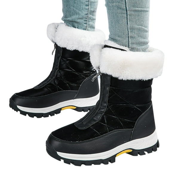 POROPL Womens Snow Boots Ankle Winter Fleece Non Slipskiing Outdoor Shoes,Boots for Women Size 8.5