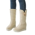 thumbnail image 1 of POROPL Womens Snow Boots Mid Calf Winter Fall Chunky Shoes,Womens Boots Size 4.5, 1 of 9
