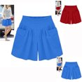thumbnail image 1 of POROPL Womens Summer Shorts Fashion High Waist Casual Loose Wide Leg Ruffle Shorts, 1 of 3