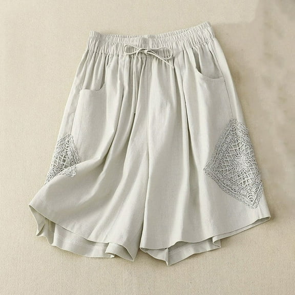 POROPL Womens Summer Shorts Linen Casual Shorts Thin Lace-Up Short