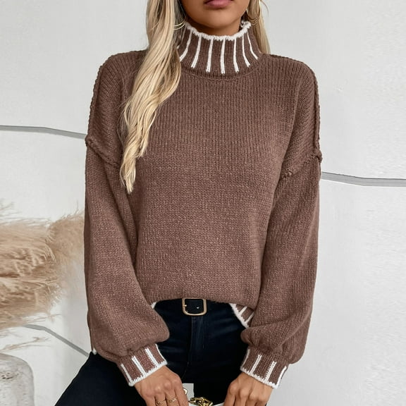 POROPL Womens Sweaters Long Sleeve Crew Neck Sweater Casual Oversized Outer Size S-XL