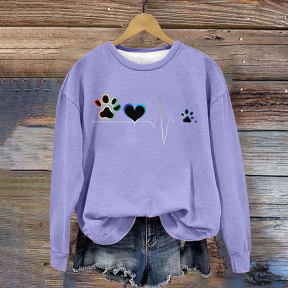 POROPL Womens Sweatshirts Crew Neck Long Sleeve Sweatshirts Loose Fitting Print Pullover Tops Casual Fall Outfits