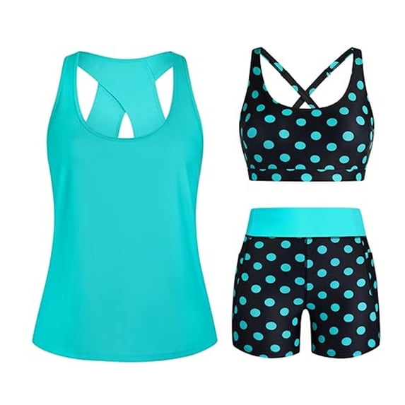POROPL Womens Swimsuits Tankini Modest Three Piece Swimsuit Racerback Bathing Suits