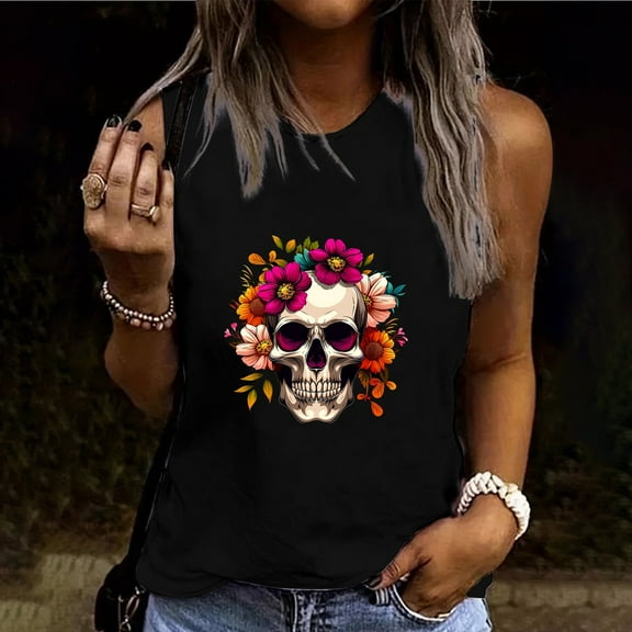 POROPL Womens Tee Shirts , Womens Graphic T Shirts Crew Neck Sleeveless Shirt