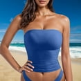 thumbnail image 1 of POROPL Womens Tube Top Long Seamless Padded Tops(Blue,1 Pack,Size S-XL), 1 of 4