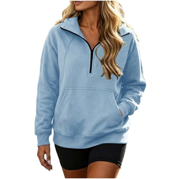 POROPL Womens Sweatshirts,Half Zip Pullover Oversized Fleece Sweatshirt Casual Long Sleeve with Pockets