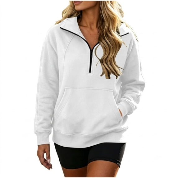 POROPL Womens Sweatshirts,Half Zip Pullover Oversized Fleece Sweatshirt Casual Long Sleeve with Pockets