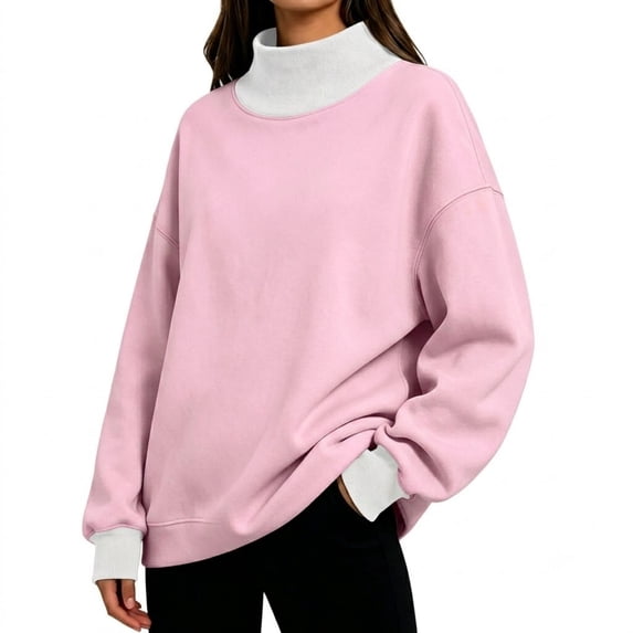 POROPL Womens Sweatshirts,Oversized Mock Neck Pullover Sweatshirt Casual Long Sleeve Fleece Top