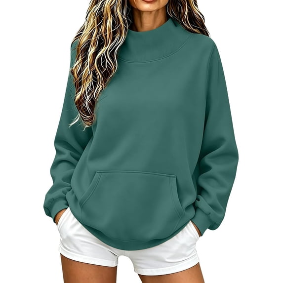 POROPL Sweatshirts for Women,Casual Oversized Mock Neck Long Sleeve Pullover Sweatshirt with Pockets