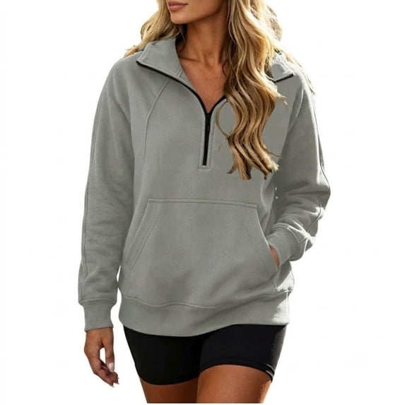 POROPL Sweatshirts for Women,Half Zip Pullover Oversized Fleece Sweatshirt Long Sleeve with Pockets