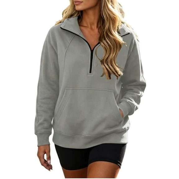 POROPL Sweatshirts for Women,Half Zip Pullover Oversized Fleece Sweatshirt Long Sleeve with Pockets
