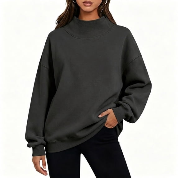 POROPL Sweatshirts for Women,Oversized Crewneck Sweatshirt Casual Long Sleeve Mock Neck Pullover Top