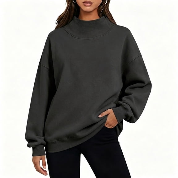 POROPL Sweatshirts for Women,Oversized Crewneck Sweatshirt Casual Long Sleeve Mock Neck Pullover Top