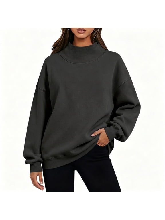 Sweatshirts for Women,Oversized Crewneck Sweatshirt Casual Long Sleeve Mock Neck Pullover Top