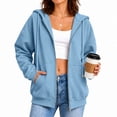 thumbnail image 1 of POROPL Sweatshirts for Women,Zip Up Hoodie Oversized Casual Long Sleeve Fleece Jacket with Pockets, 1 of 7