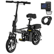 PORORO DC60 Folding Electric Bike, 14" E-Bikes for Adults, 500W Electric Commuter Bicycle 48V 10.4 Ah Removable Battery, Max Speed 20Mph, Black