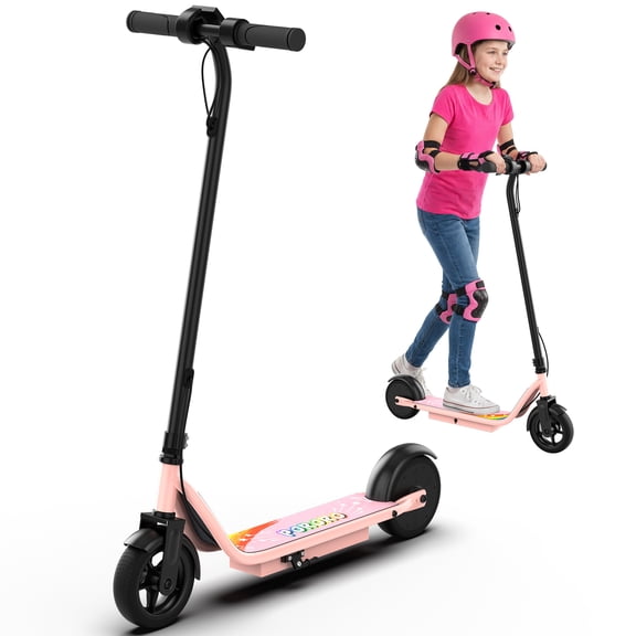 PORORO HC01 Electric Scooter for Kids, 250W Kids Electric Scooter with 6.5" Tire Max Speed 9 MPH & 10 Miles, Gift for Kid Ages 6 +, Pink