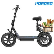 PORORO SLW50 Electric Scooter with Seat for Adults, Max 25 Miles Range with 14" Tires, 500W, 22MPH, Black