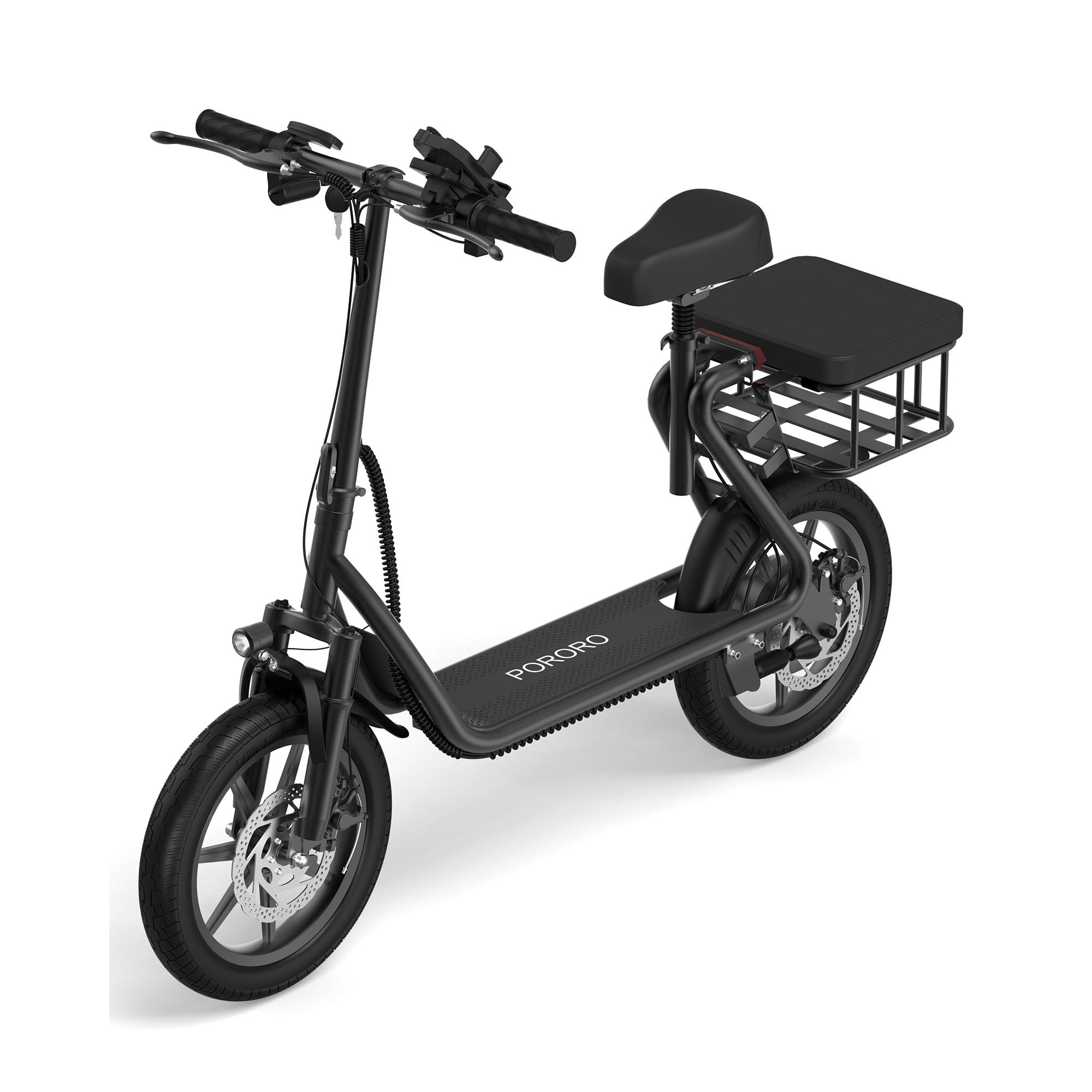 PORORO SLW50 Electric Scooter with Seat for Adults, Max 25 Miles Range with 14" Tires, 500W, 22MPH, Black