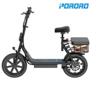 PORORO SLW50 Electric Scooter with Seat for Adults, Max 25 Miles Range with 14" Tires, 500W, 22MPH, Black