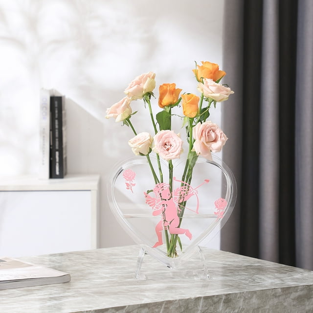 PORPAN Heart Vase, Acrylic Flower Vase, Hangable Wall Vase, Clear ...