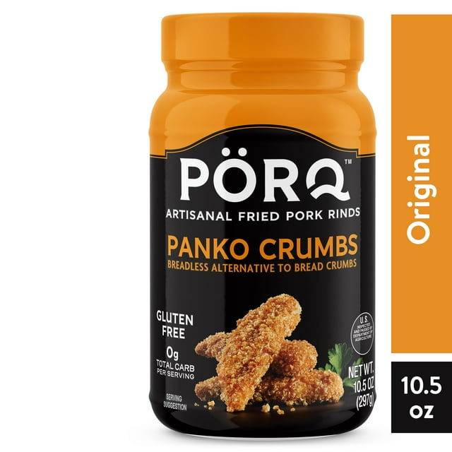 PORQ Pork Rind Panko Crumbs, Gluten Free, Keto Friendly, 10.5 oz
