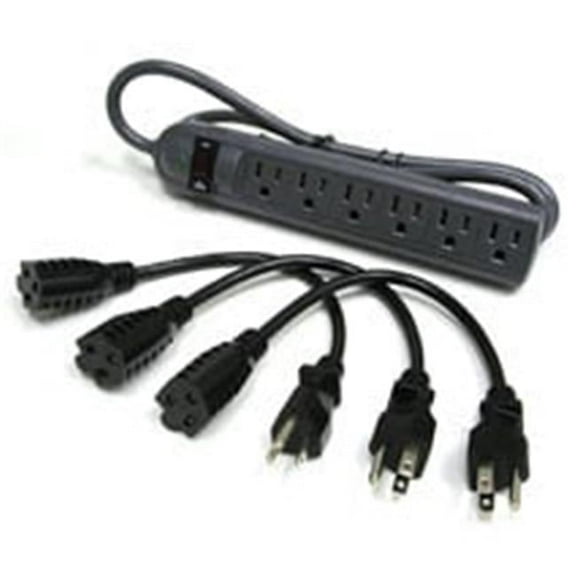 PORT AUTHORITY 2706X 6-OUTLET SURGE SUPPRESSOR WITH THREE 1ft OUTLET SAVER POWER EXTENSION CORDS