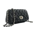 thumbnail image 1 of PORT&LOTUS Black Quilted Shoulder Purses for Women Trendy with Silver Chain Strap Black Small Crossbody Bags with Woven Hand Carry Strap Clutch Purses for Women Going Out Bags Evening Handbag, 1 of 7