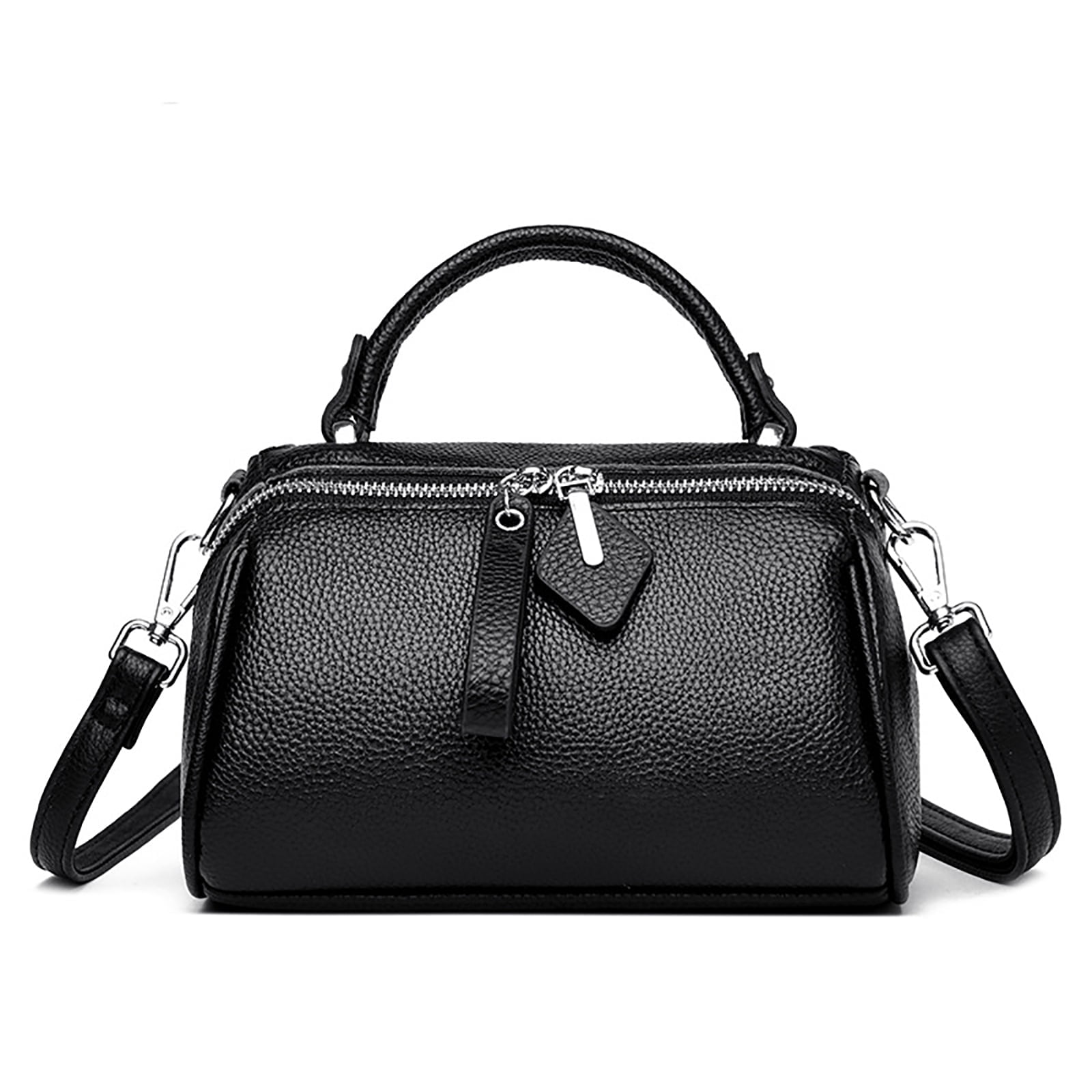PORT&LOTUS Small Boston Bag Genuine Leather Crossbody Bag  Handbag for Women with Hand Strap and Adjustable Shoulder Strap.