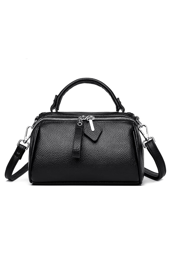 Small Boston Bag Genuine Leather Crossbody Bag Handbag for Women with Hand Strap and Adjustable Shoulder Strap.