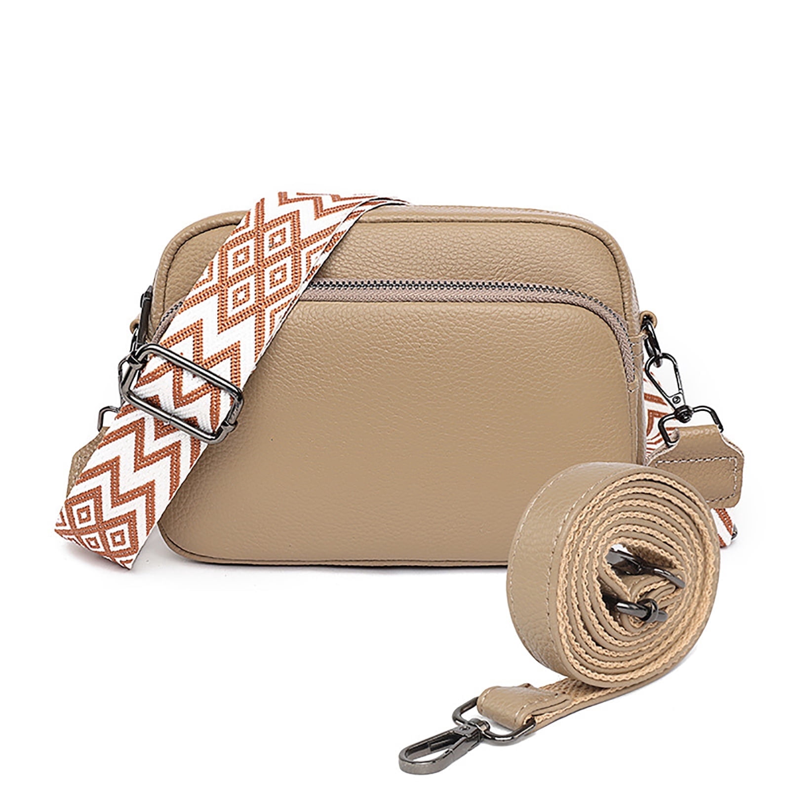 PORT&LOTUS Small Compact Genuine Leather Crossbody Bag for Women Real Leather Purses for Women with Shoulder for Women with Built in Wallet