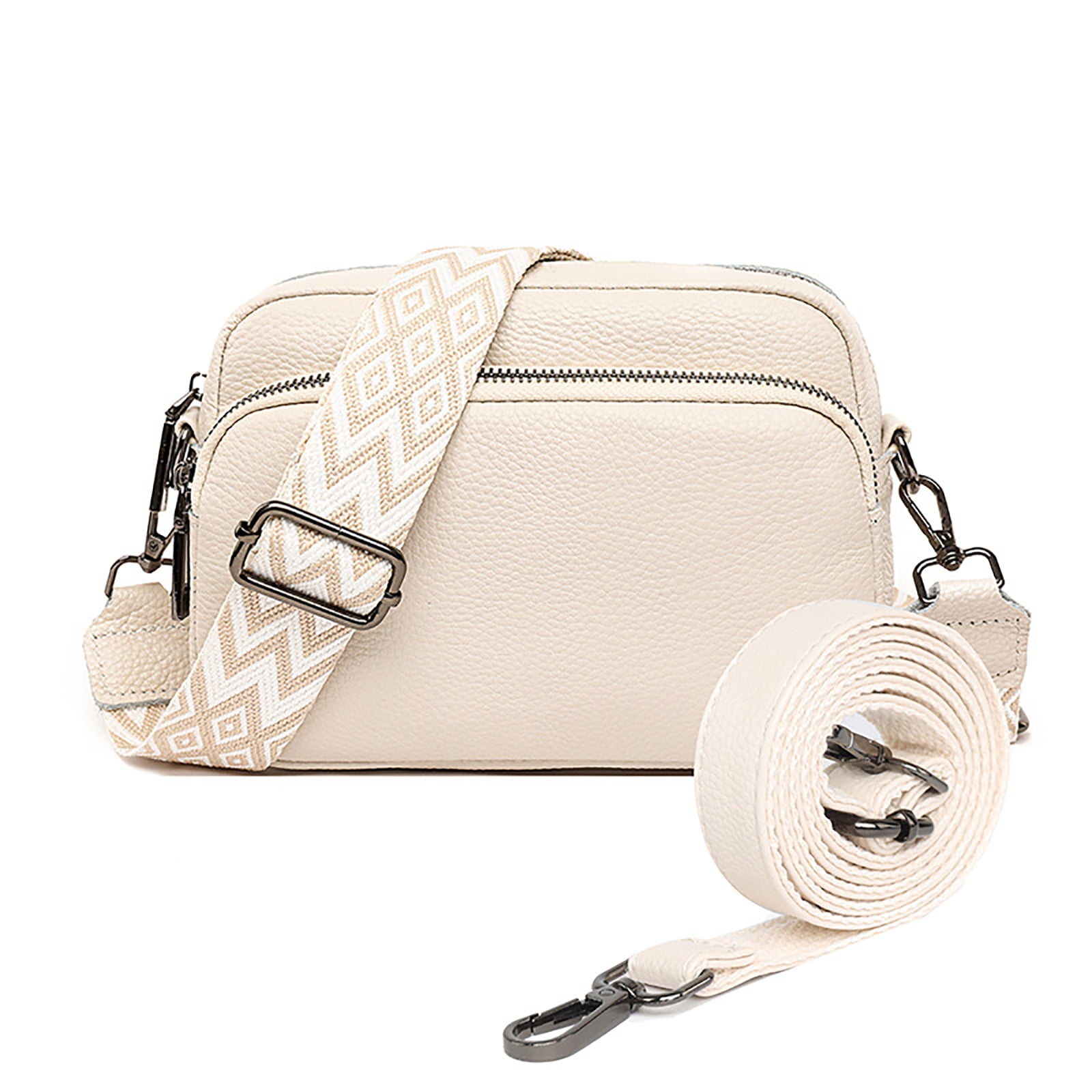 PORT&LOTUS Small Compact Genuine Leather Crossbody Bag for Women Real Leather Purses for Women with Shoulder for Women with Built in Wallet