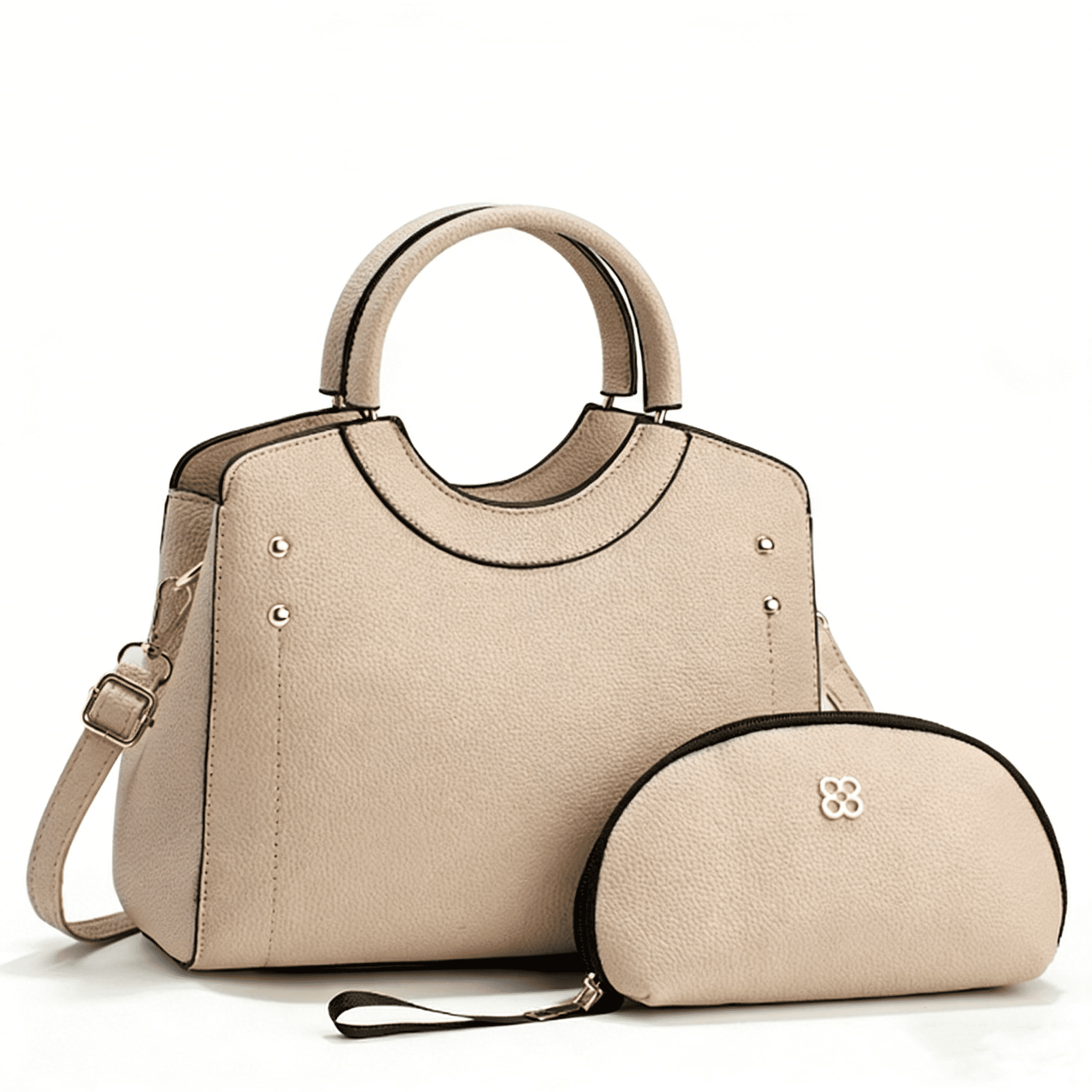 PORT&LOTUS Small Compact Leather Crossbody Bag Set for Women with Shoulder Strap Women's Top-handle Handbags with Adjustable Shoulder Strap