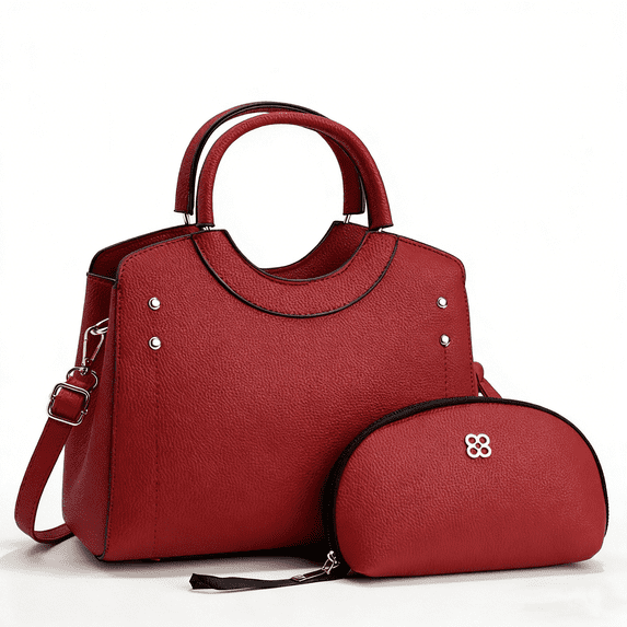 PORT&LOTUS Small Compact Leather Crossbody Bag Set for Women with Shoulder Strap Women's Top-handle Handbags with Adjustable Shoulder Strap