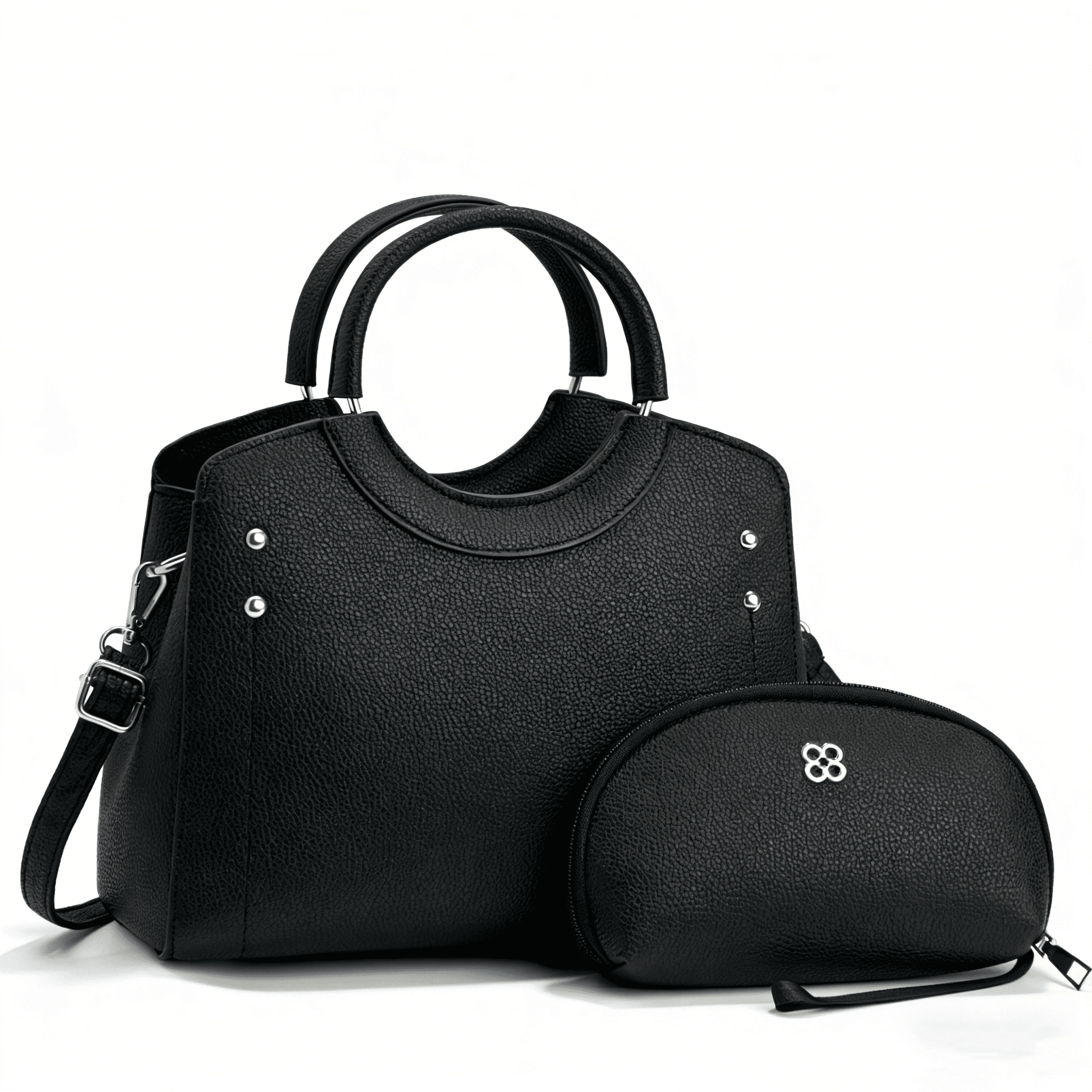 PORT&LOTUS Small Compact Leather Crossbody Bag Set for Women with Shoulder Strap Women's Top-handle Handbags with Adjustable Shoulder Strap