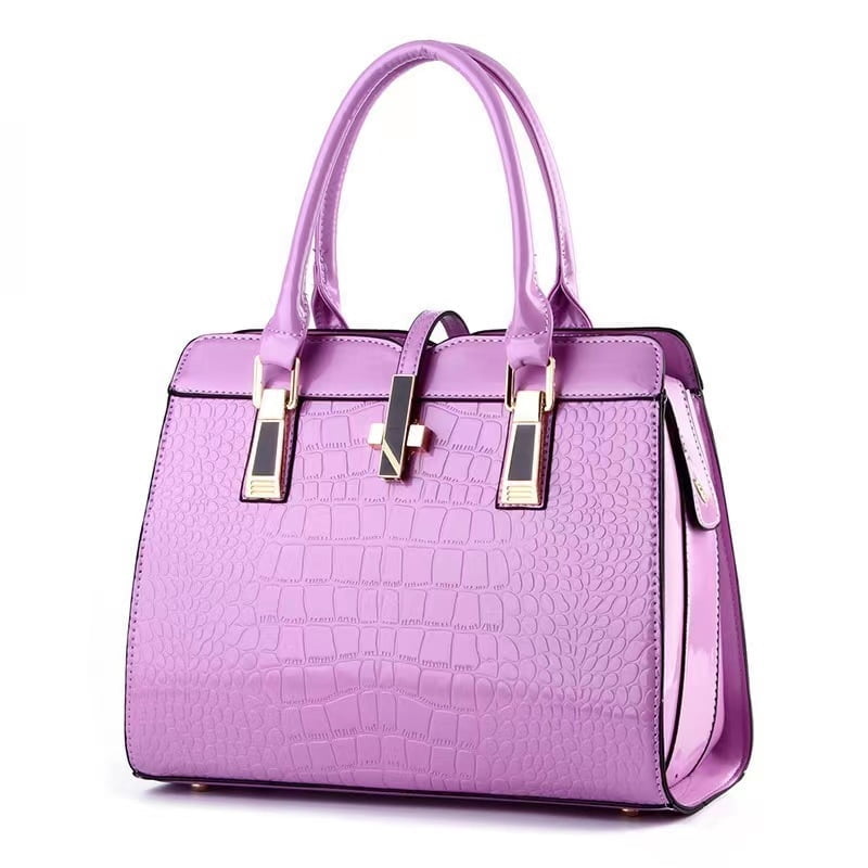 PORT&LOTUS Small Compact Leather Crossbody Bag for Women Chic and Sophisticated Bag for Women with Shoulder Strap Women's Top-handle Handbags with Crocodile Embossing