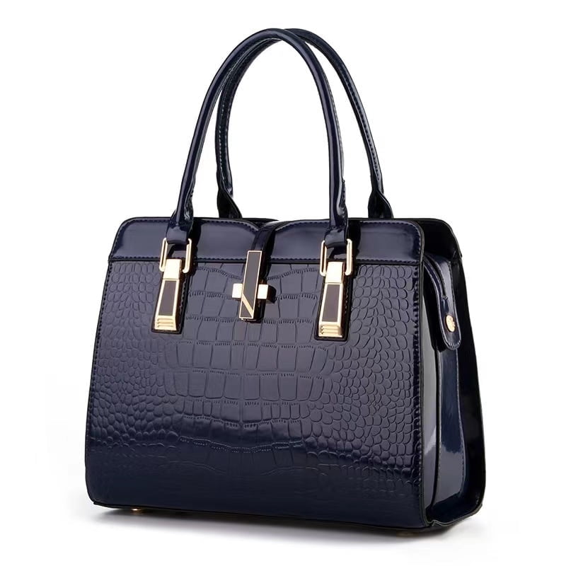 PORT&LOTUS Small Compact Leather Crossbody Bag for Women Chic and Sophisticated Bag for Women with Shoulder Strap Women's Top-handle Handbags with Crocodile Embossing
