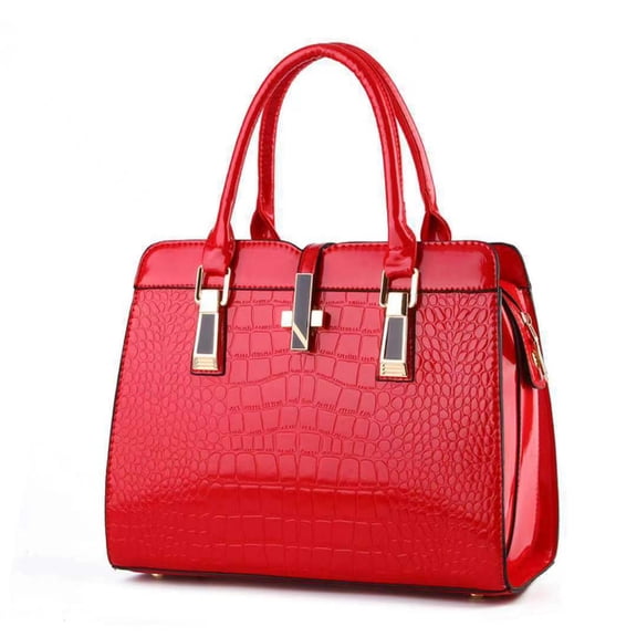 PORT&LOTUS Small Compact Leather Crossbody Bag for Women Chic and Sophisticated Bag for Women with Shoulder Strap Women's Top-handle Handbags with Crocodile Embossing