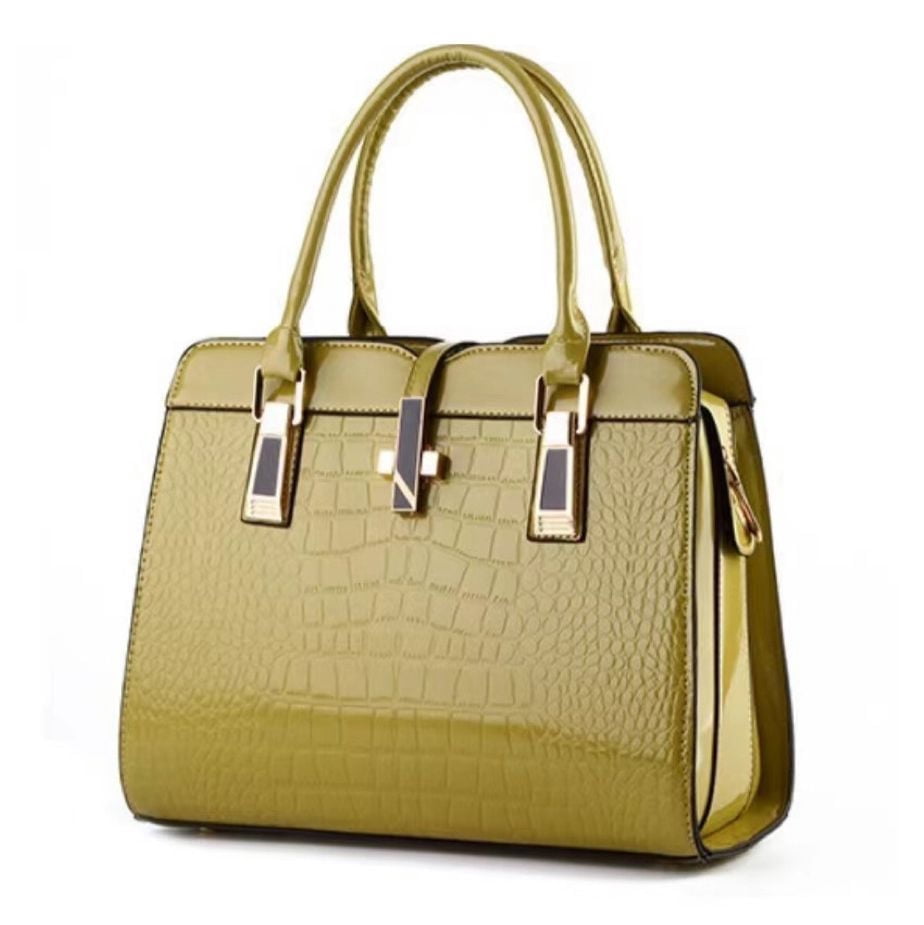 PORT&LOTUS Small Compact Leather Crossbody Bag for Women Chic and Sophisticated Bag for Women with Shoulder Strap Women's Top-handle Handbags with Crocodile Embossing