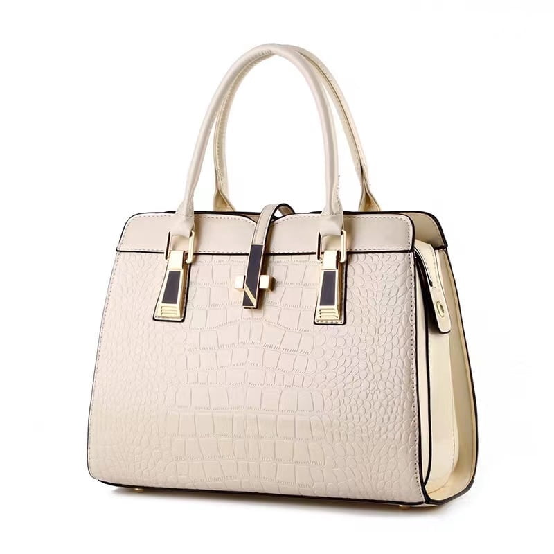 PORT&LOTUS Small Compact Leather Crossbody Bag for Women Chic and Sophisticated Bag for Women with Shoulder Strap Women's Top-handle Handbags with Crocodile Embossing