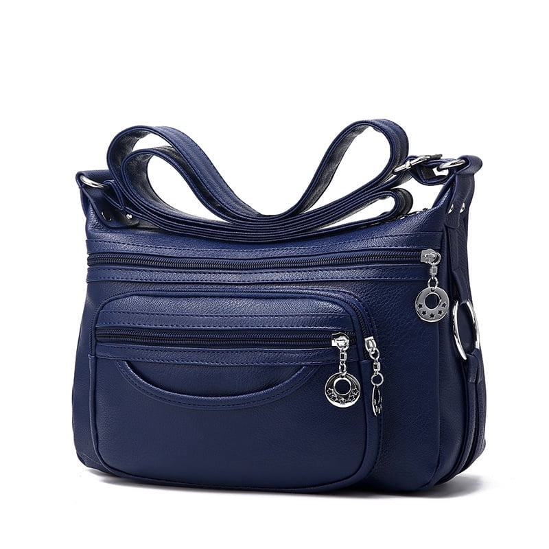 PORT&LOTUS Small Compact Leather Crossbody Bag for Women with Adjustable Shoulder Strap with Multi Pocket Tote Bag with Compartments